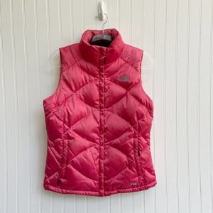 The North Face Puffer Vest Quilted 550 Down Pink Zip 550